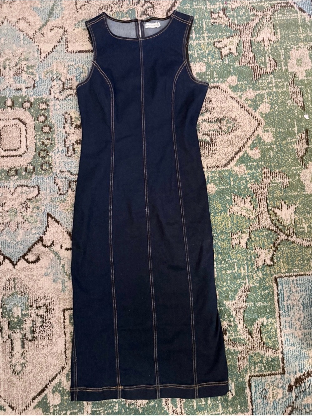 AVEC LES FILLE Denim Midi Fitted Dress